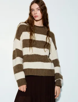 Chunky Knit Striped Sweater (Size: ) - Pull&bear - FashionsVida