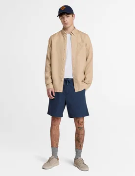 Pantalones cortos de algodón y lino de hombre con cordón ajustable en cintura - Timberland - FashionsVida
