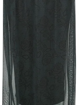 Langer Rock - Roses - S bis XL - für Damen - Größe XL - schwarz/grün - Frauen - female - Outer Vision - FashionsVida