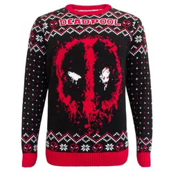Marvel Weihnachtspullover - - Spray - S bis M - für Männer - Größe S - schwarz/rot/weiß - Lizenzierter Fanartikel - Männer - male