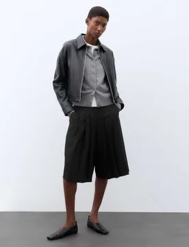 Wool Blend Pleated Wide Leg Culottes Black female - Autograph - FashionsVida