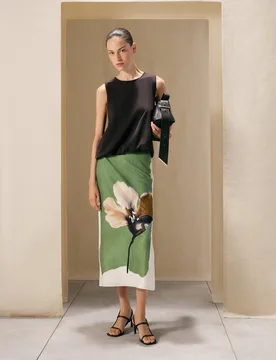 Falda recta tejido textura flor posicional de mujer - Woman El Corte Inglés - FashionsVida