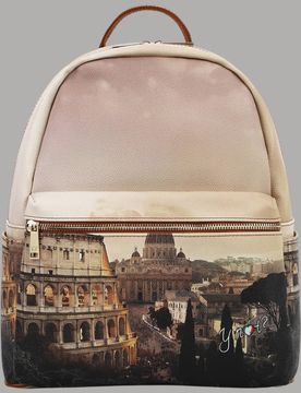Zaino grande con stampa città tasche multiple e zip doppio cursore