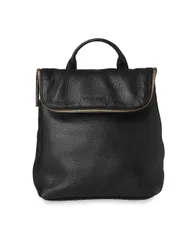 Leather Zip Detail Mini Backpack Black female