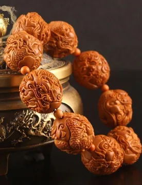 Olive pit bracelet 2.0, perfectly round, masterfully hand-carved, featuring the motif of the nine dragons playing with pearls, h - Aliexpress - FashionsVida