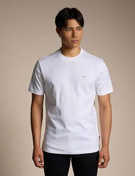 Pure Cotton Back Graphic Crew Neck T-Shirt White male - BOSS - FashionsVida