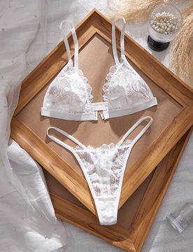 Piezas Conjunto de lencería para mujer con cierre delantero de encaje y parches sexy