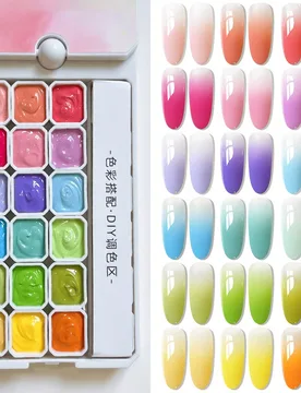 Colores de esmalte de uñas en gel con efecto difuminado a base de aceite, gel de uñas semi-sólido de alta saturación para manicura de salón y DIY - Shein - FashionsVida