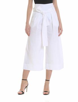 Fuzzi Pantalone crop ampio bianco