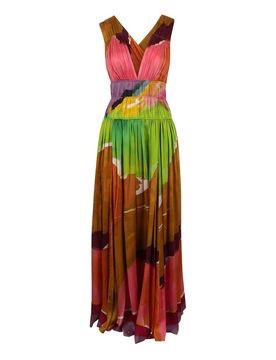 Abito lungo con incrocio sul retro in satin