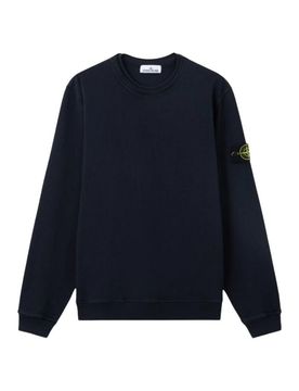 Felpa in cotone blu girocollo
