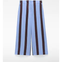 Pantalones rectos de mujer culotte en algodón a rayas