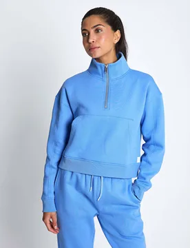Rihanna Cotton Rich Half Zip Sweat-shirt Blue female - Lilybod - FashionsVida