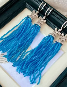 New retro high-quality sapphire tassel earrings - Aliexpress - FashionsVida