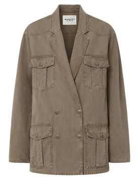 Nevala Double-breasted Cotton and Linen-blend Twill Jacket