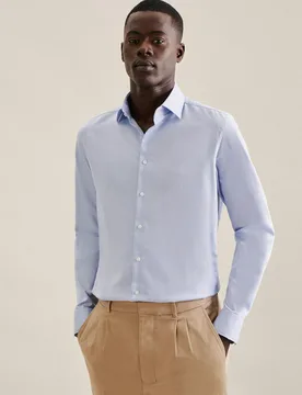 Slim Business Hemd Uni Blau 40 - Seidensticker - FashionsVida