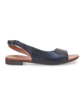 Sandali Neri con Tomaia in Pelle e Tacco Basso 225110 37