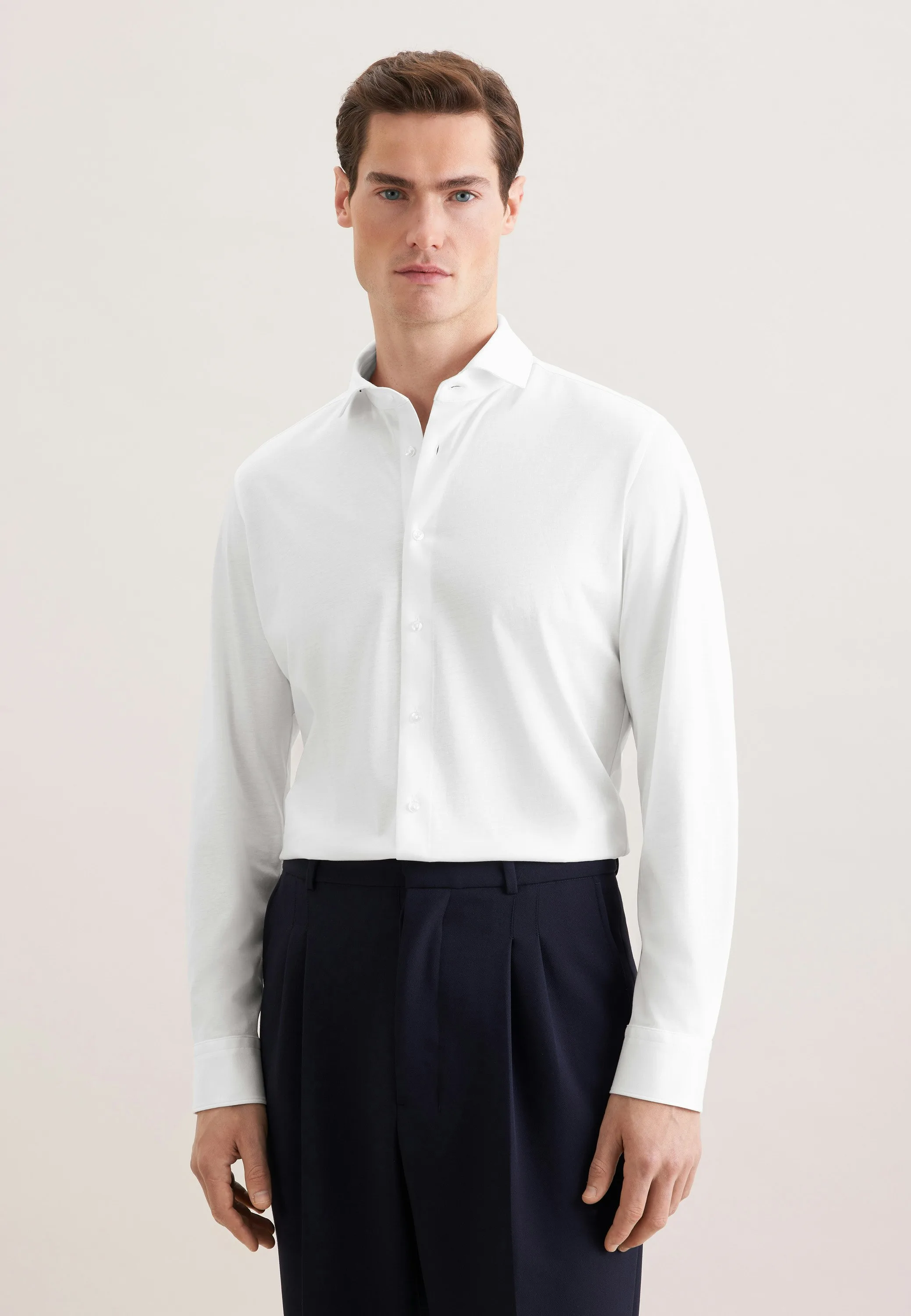 Slim Jerseyhemd Uni Weiß 44 - Seidensticker.com - FashionsVida