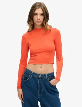 Superdry Damen Langärmeliges Oberteil mit Rückenausschnitt Orange - Größe: 42 - 44.99 - FashionsVida