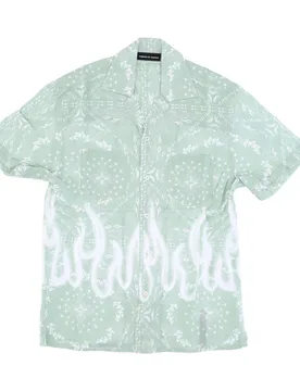 Camicia Manica Corta Uomo Spray Flames Bandana Shirt Green - VISION OF SUPER - FashionsVida