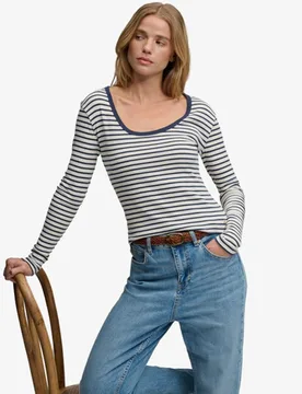 Superdry Damen Athletic Essentials Gestreiftes Langarmshirt Navy - Größe: 36 - 29.99 - FashionsVida