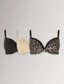 Women's Leopard Padded T-Shirt Bras Size: 42DD - Multicolor - Size: 42DD - Yours - FashionsVida