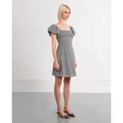 Vestido de mujer de manga corta estampado vichy