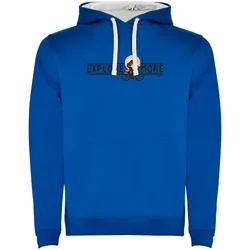 Felpa Con Cappuccio Explore More Two-colour Royal Blue / White