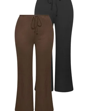 Pack Wide Leg Trousers - Multicolor - Size: 26-28 - Yours - FashionsVida