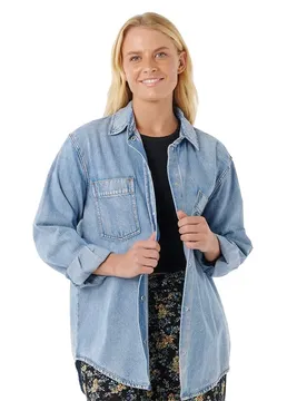 Camicia A Maniche Lunghe Pacific Rider Denim Blue XS