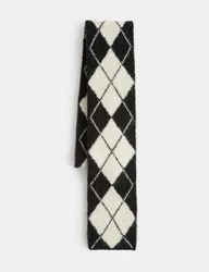Argyle Skinny Scarf with Woll Black Mix female