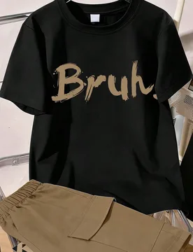 Conjunto de 2 piezas/Set de camiseta de manga corta y pantalones cortos para adolescentes varones, con estampado de letras en inglés - Shein - FashionsVida