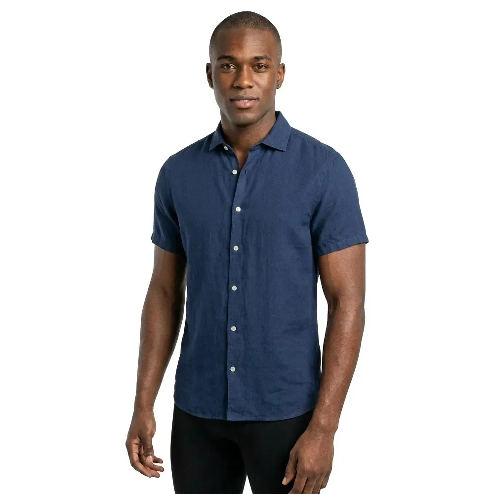 Camicia A Maniche Corte Vacation Linen Navy 2XL - Superdry - FashionsVida