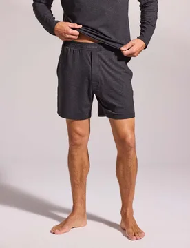 Premium Cotton Modal Pyjama Shorts Charcoal male - David Gandy Wellwear - FashionsVida