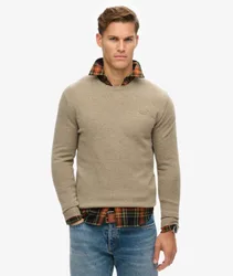 Superdry Herren Essential Schmal Geschnittener Rundhalspullover Braun - Größe: Xxxl