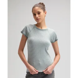 Camiseta de mujer de cuello ancho y manga raglán