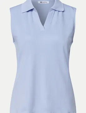 Top mit Polokragen Blau 40 - Street One - FashionsVida