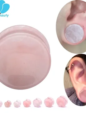 Pc Pink Quartz Organic Stone Flesh Tunnels Ear Plugs Ear Gauges Expander Stretcher Plus Size Ear Expander Body Piercing Jewelry - Aliexpress - FashionsVida