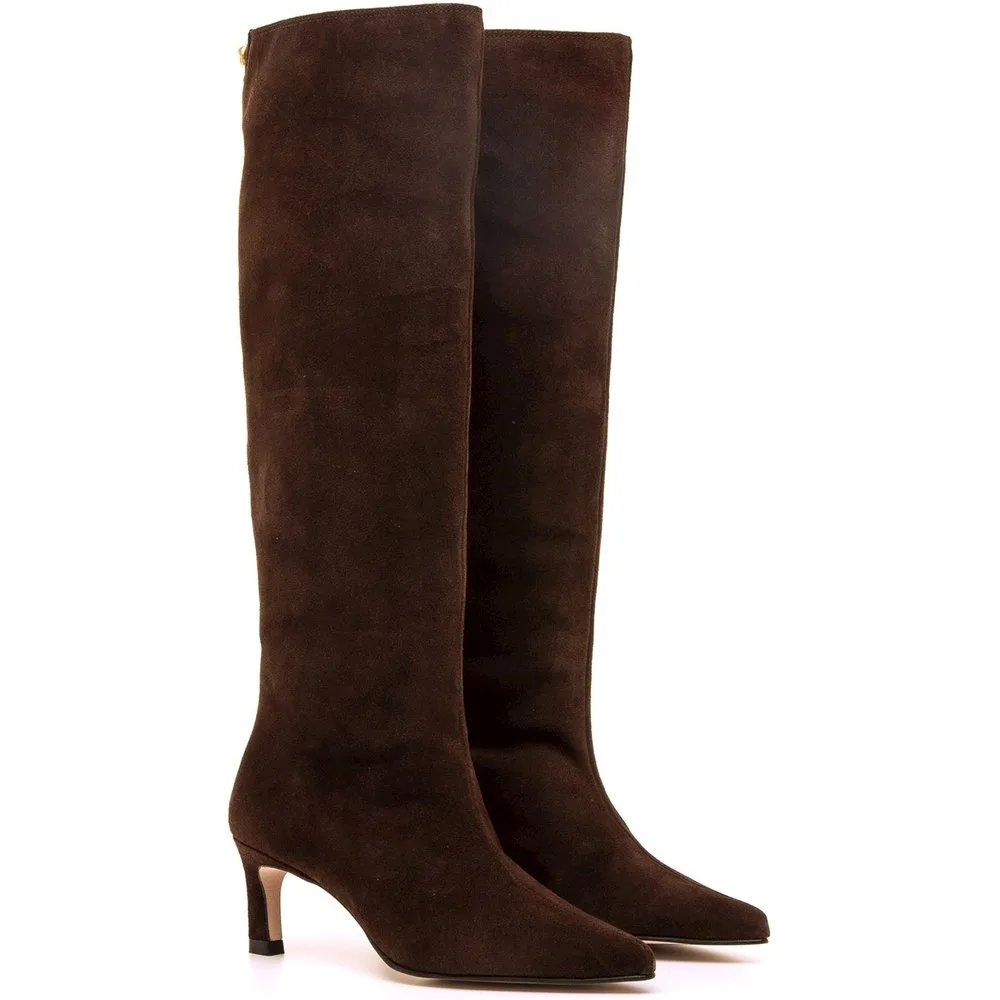 Botas altas de mujer con piel con tacón fino - mustang - FashionsVida