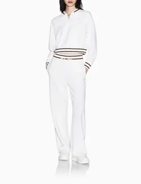 Felpa half zip crop Exchange avorio in misto viscosa con logo ricamato - Armani - FashionsVida