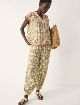 Printed Sleeveless Top Khaki female - Monsoon - FashionsVida