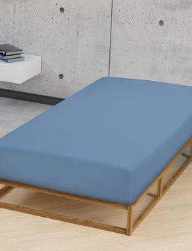 Jersey-Elastic-Spannbetttuch azurblau, 1x 140x200 cm - 160x220 cm