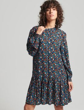 Superdry Damen Hochgeschlossenes Minikleid Bunt - Größe: 36