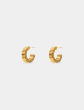K Gold Plated Ribbed Open Hoop Earrings for Women Chunky C-Shaped Textured Geometric Earrings - Aliexpress - FashionsVida