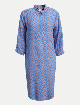 Hemdblusenkleid mit Allover-Print Blau XL - Smith & Soul - FashionsVida