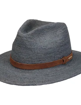Maradino Crochet Raffia Hat by - pigeon blue - Female - Size: XL (60-61 cm) - Stetson - FashionsVida