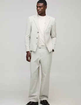 Herren Oversized Boxy Fischgrat-Anzugblazer Light Grey Größe Small - boohooMAN - FashionsVida