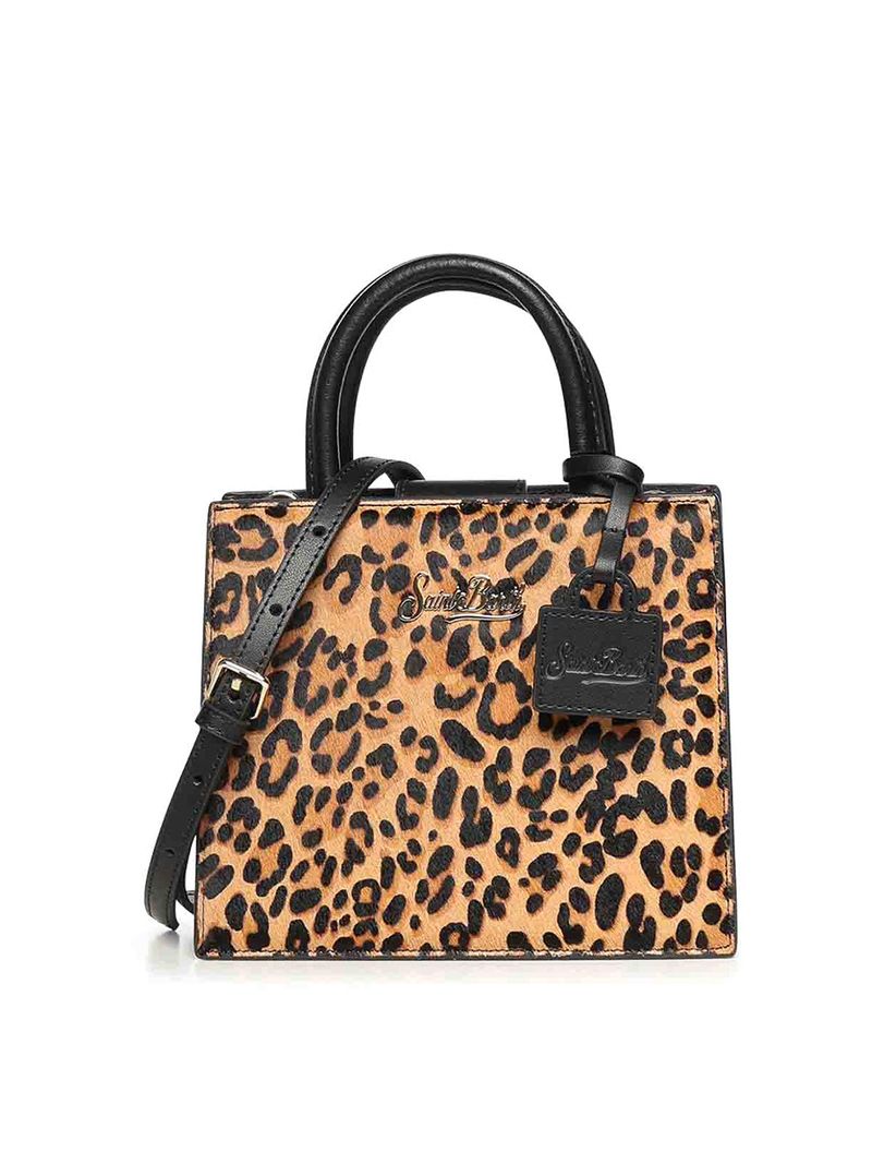 Mini borsa shopper con stampa leopardata