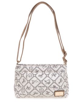 Borsa a tracolla beige stampa logo GP431