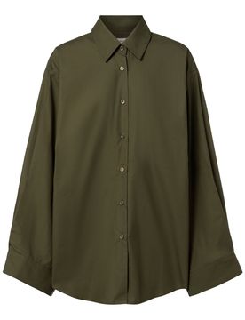 Military Tila Shirt with Collar and Curved Hem